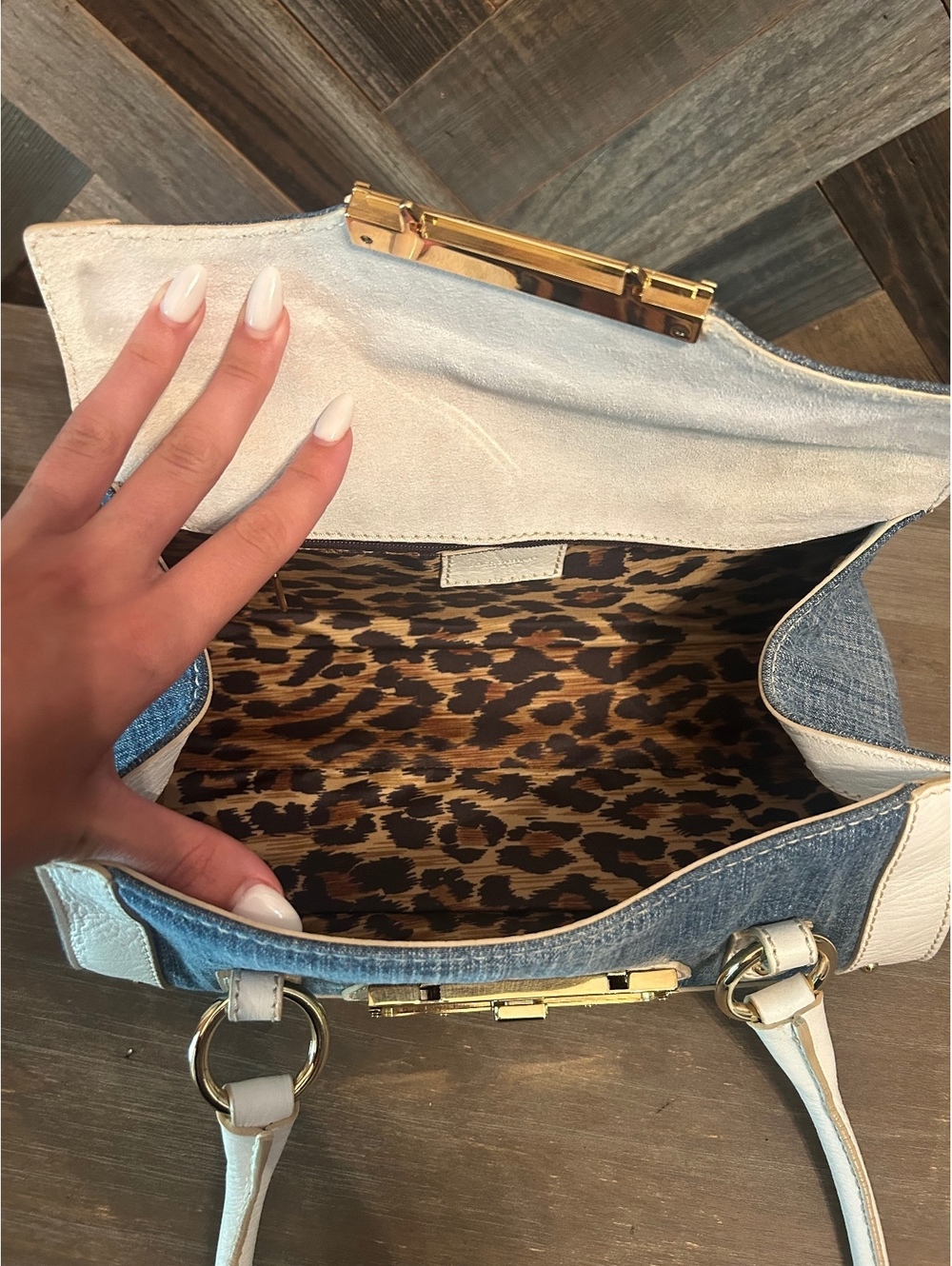 Dolce & Gabbana Denim and White Leather Shoulder Bag - Picture 7 of 8
